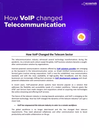 how voip changed the telecom sector