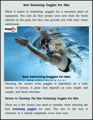 best swimming goggles for men in New Zealand