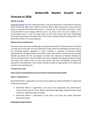 buttermilk market growth and forecast to 2026