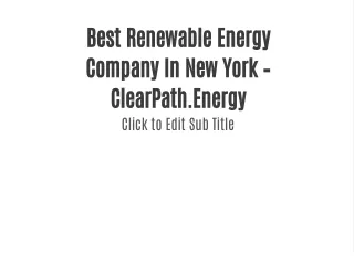 Best Renewable Energy Company In New York – ClearPath.Energy