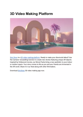 3D Video Making Platform