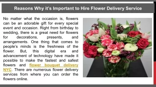 Reasons Why it’s Important to Hire Flower Delivery Service