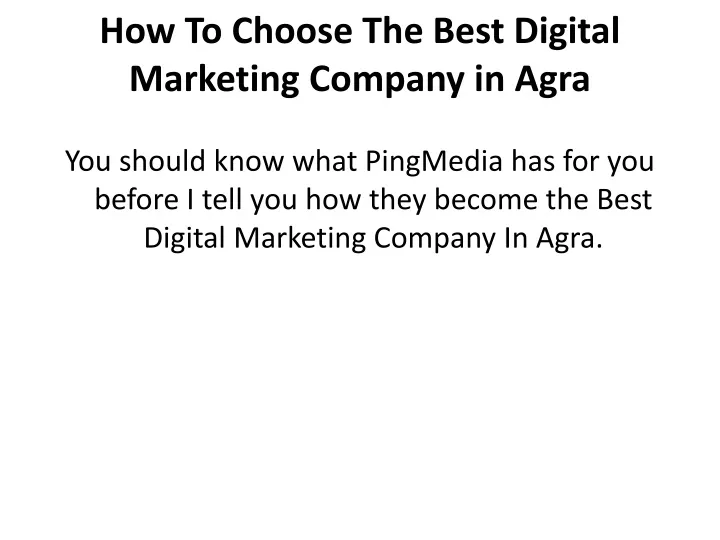 how to choose the best digital marketing company in agra