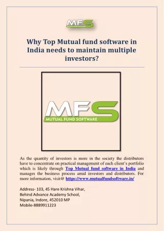 why top mutual fund software in india needs