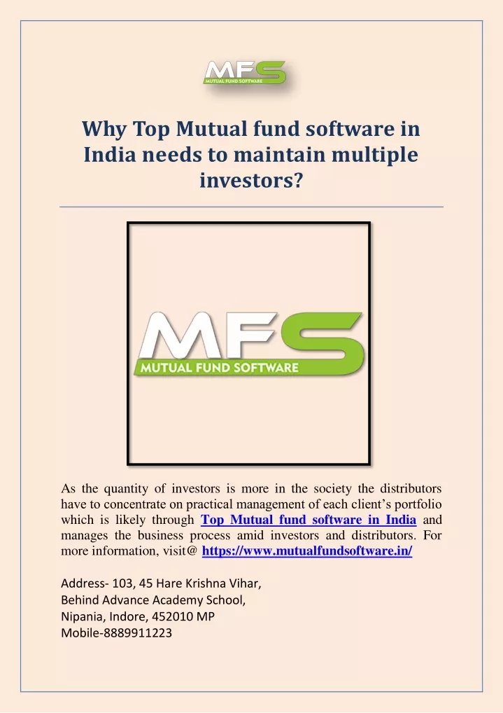 why top mutual fund software in india needs