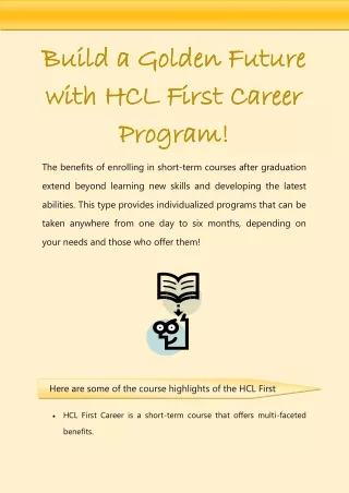 Build a Golden Future with HCL First Career Program!