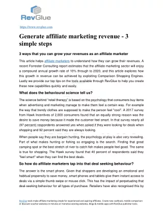 Generate affiliate marketing revenue - 3 simple steps