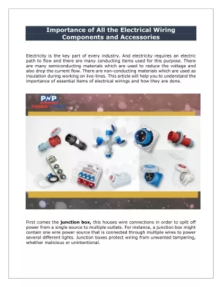 Importance of All the Electrical Wiring Components and Accessories