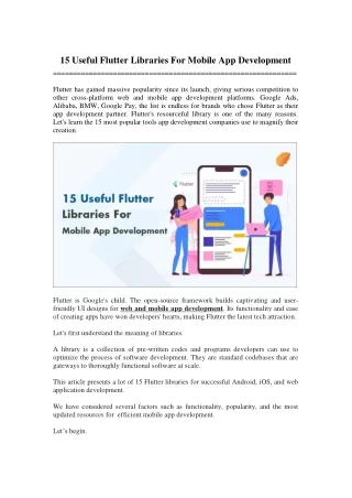 15 useful flutter libraries for mobile