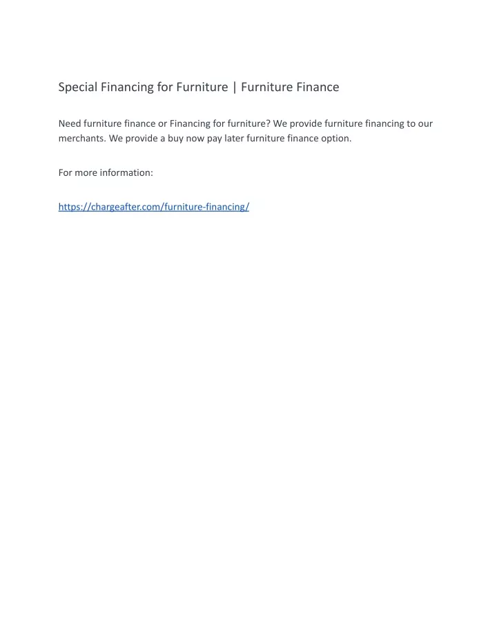 special financing for furniture furniture finance