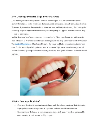 How Concierge Dentistry Helps You Save Money