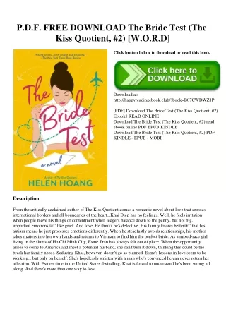 P.D.F. FREE DOWNLOAD The Bride Test (The Kiss Quotient  #2) [W.O.R.D]