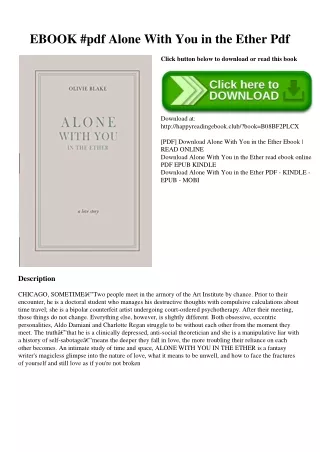 EBOOK #pdf Alone With You in the Ether Pdf