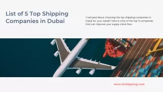 List of 5 Top Shipping Companies in Dubai
