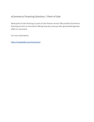 ecommerce financing solutions point of sale