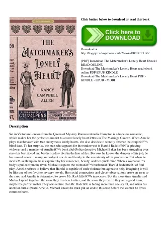 (DOWNLOAD E.B.O.O.K.^) The Matchmaker's Lonely Heart (DOWNLOAD E.B.O.O.K.^)