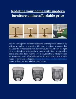 Redefine your home with modern furniture online affordable price