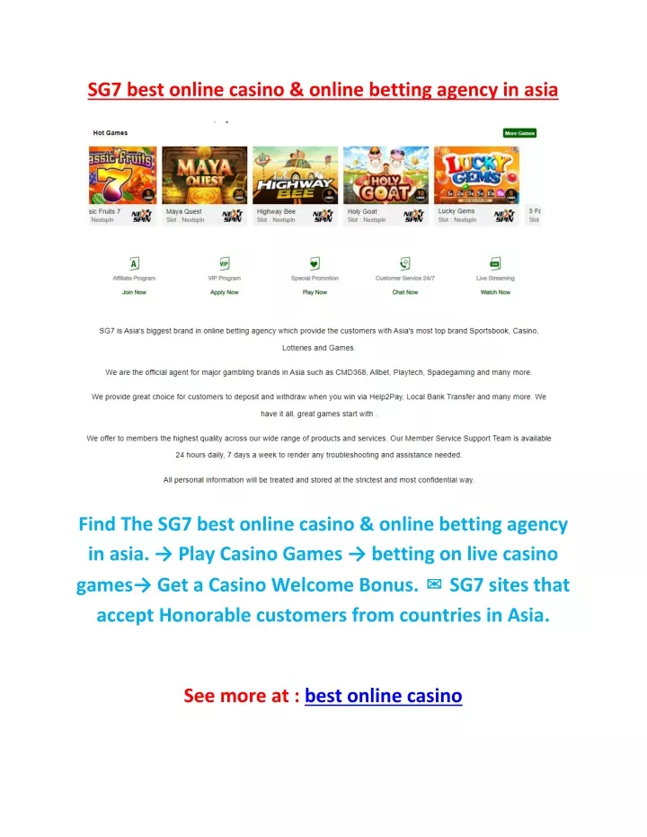 sg7 best online casino online betting agency