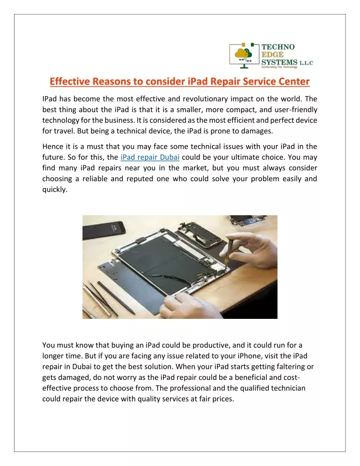 effective reasons to consider ipad repair service