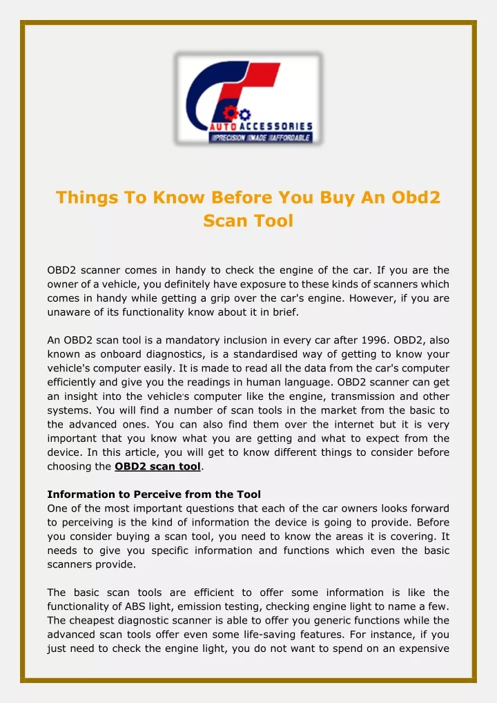 things to know before you buy an obd2 scan tool