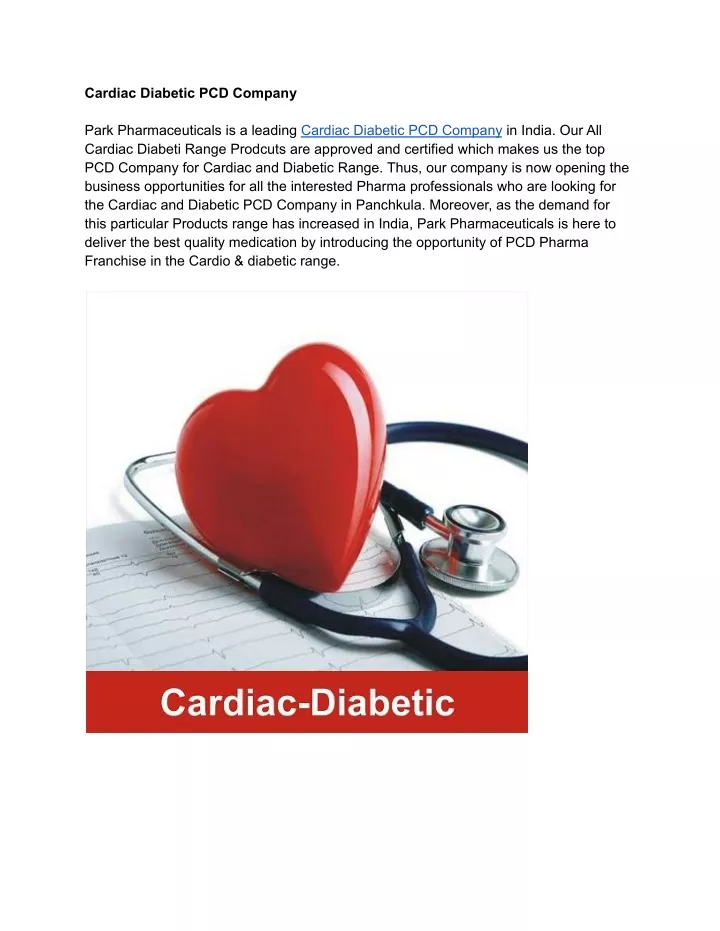 cardiac diabetic pcd company