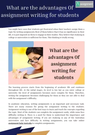 What are the advantages Of assignment writing for students