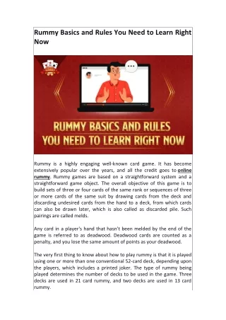 Rummy Basics and Rules You Need to Learn Right Now