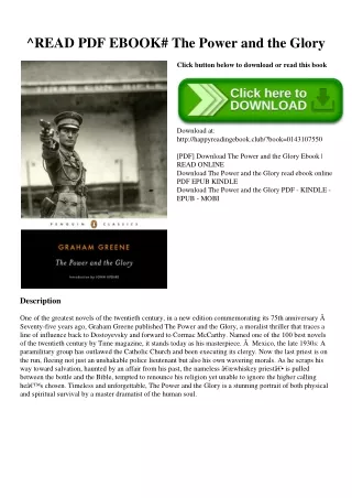 ^READ PDF EBOOK# The Power and the Glory ^R.E.A.D.^