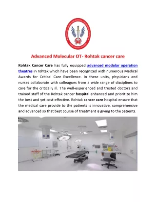 Rohtak cancer care hospital-Advanced Molecular OT