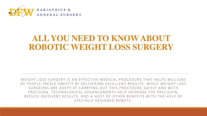 all you need to know about robotic weight loss surgery