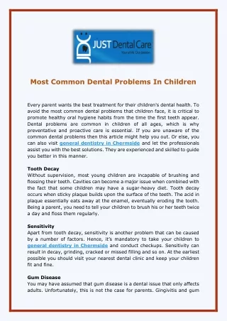 Most Common Dental Problems In Children