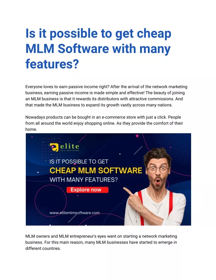 is it possible to get cheap mlm software with