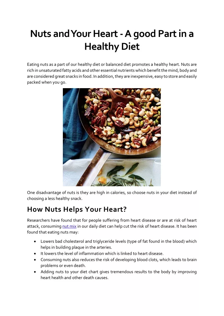 nuts and your heart a good part in a healthy diet