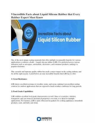 9 Incredible Facts about Liquid Silicone Rubber that Rubber Expert Must Know