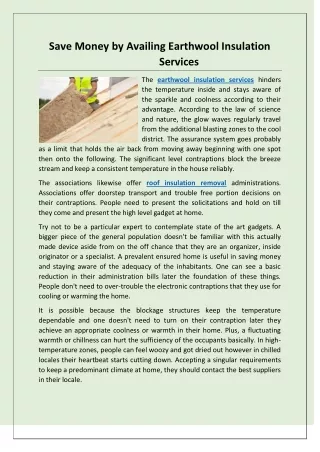 Save Money by Availing Earthwool Insulation Services