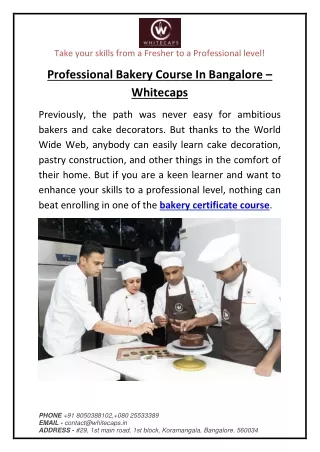 Professional Bakery Course In Bangalore – Whitecaps