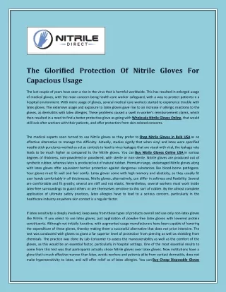 The Glorified Protection Of Nitrile Gloves For Capacious Usage
