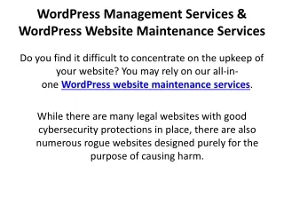 WordPress Management Services and WordPress Maintenance Services
