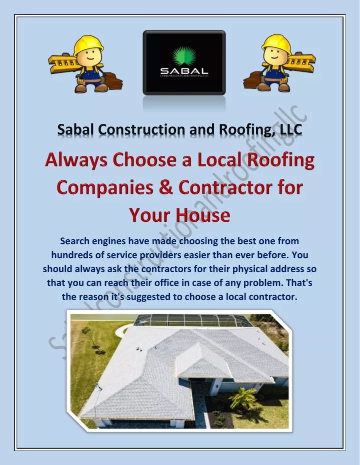 sabal construction and roofing llc