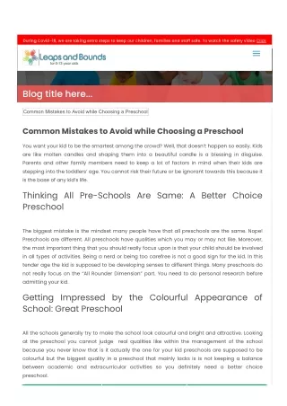 Common Mistakes to Avoid while Choosing a Preschool