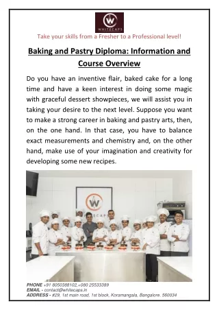 Baking and Pastry Diploma: Information and Course Overview