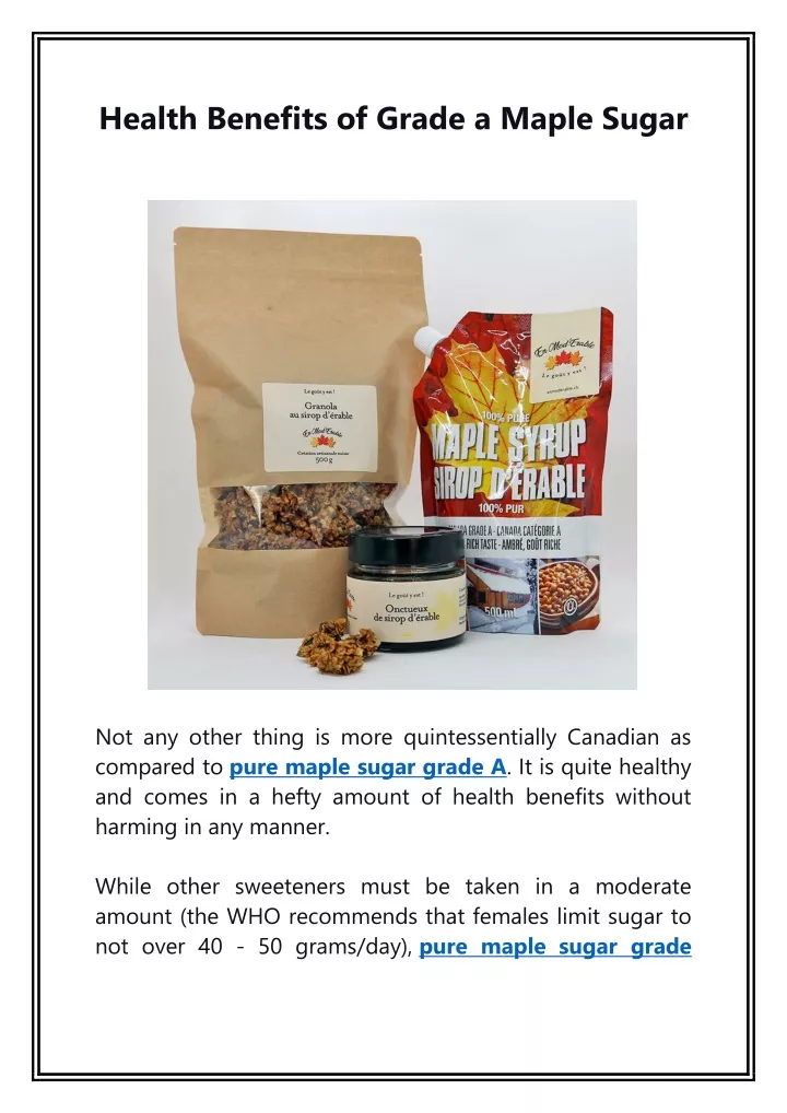 health benefits of grade a maple sugar