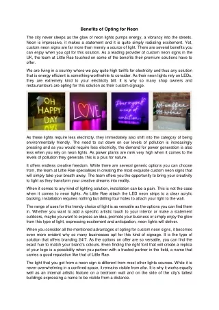 Benefits of Opting for Neon