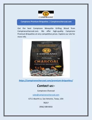 Campirano Premium Briquettes | Campiranocharcoal.com