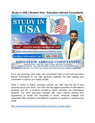Study in USA  Student Visa - Education Abroad Consultants