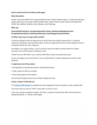 how to extract data from twitter profile pages