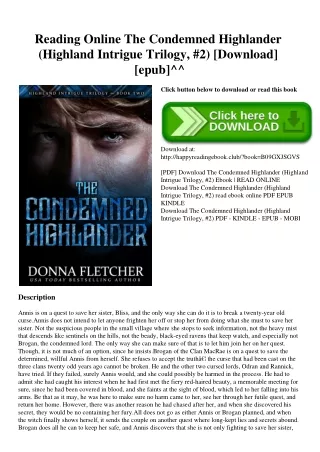 Reading Online The Condemned Highlander (Highland Intrigue Trilogy  #2) [Download] [epub]^^