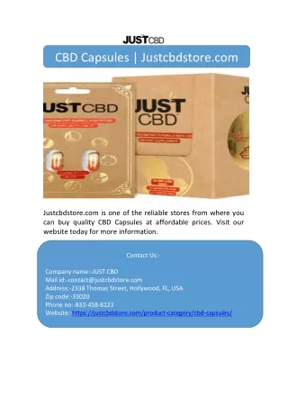 cbd capsules justcbdstore com