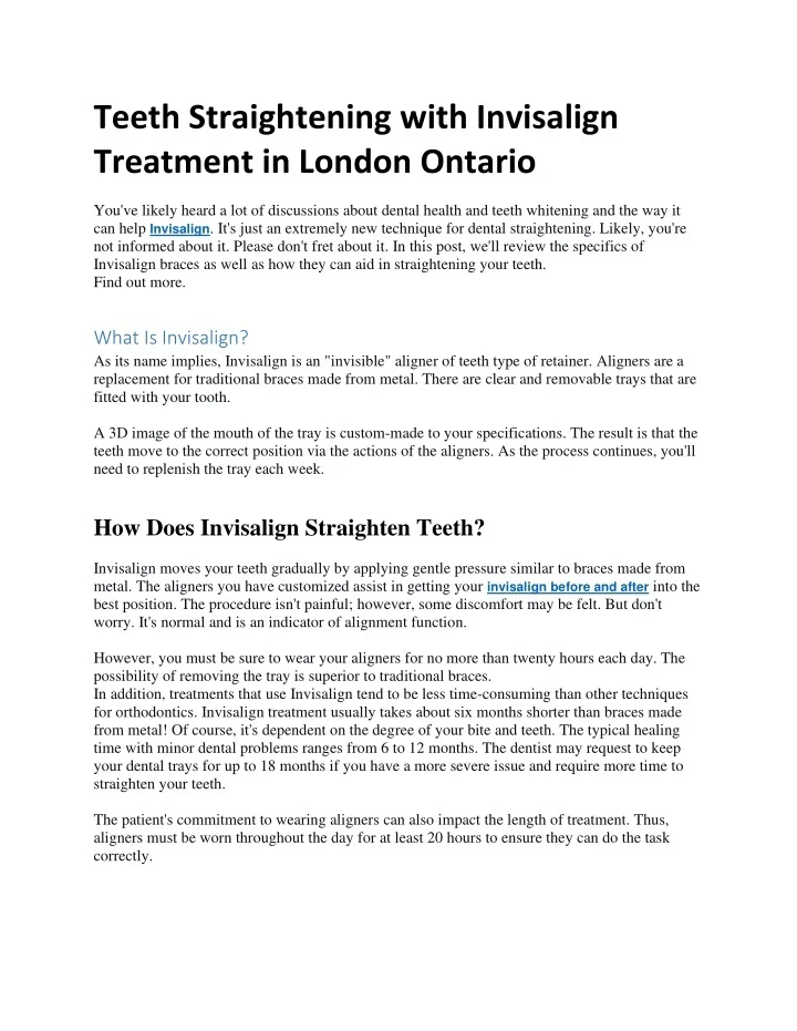 PPT - Teeth Straightening with Invisalign Treatment in London Ontario ...