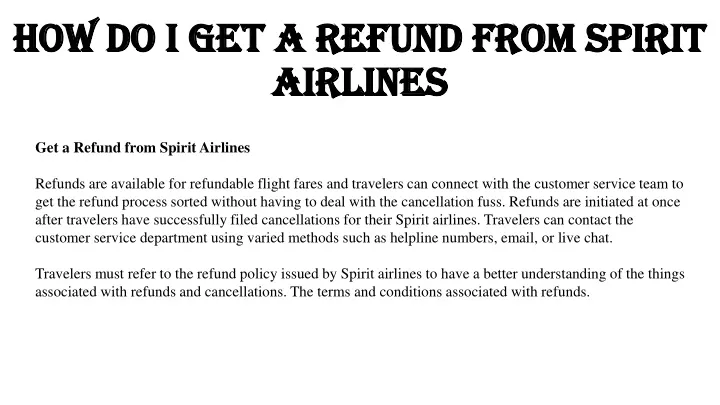 how do i get a refund from spirit airlines